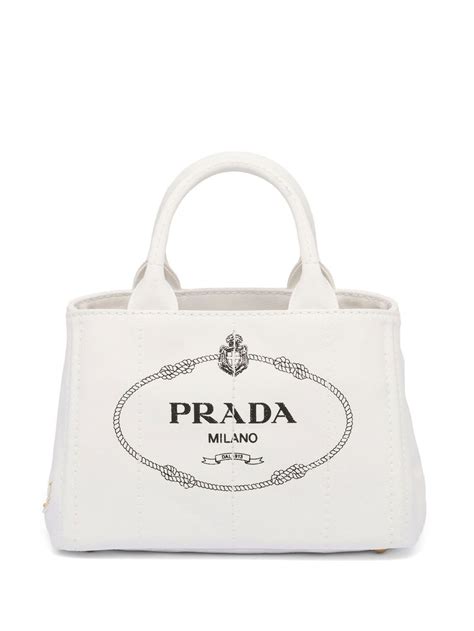 prada cotton canvas tote|White/black Small Cotton Canvas Tote .